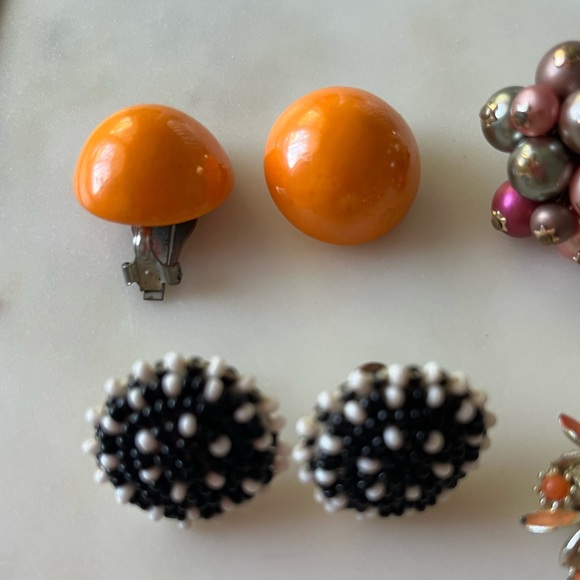 Vintage Costume Beaded Jewelry Necklaces Earrings Bracelet floral green orange - Picture 2 of 15